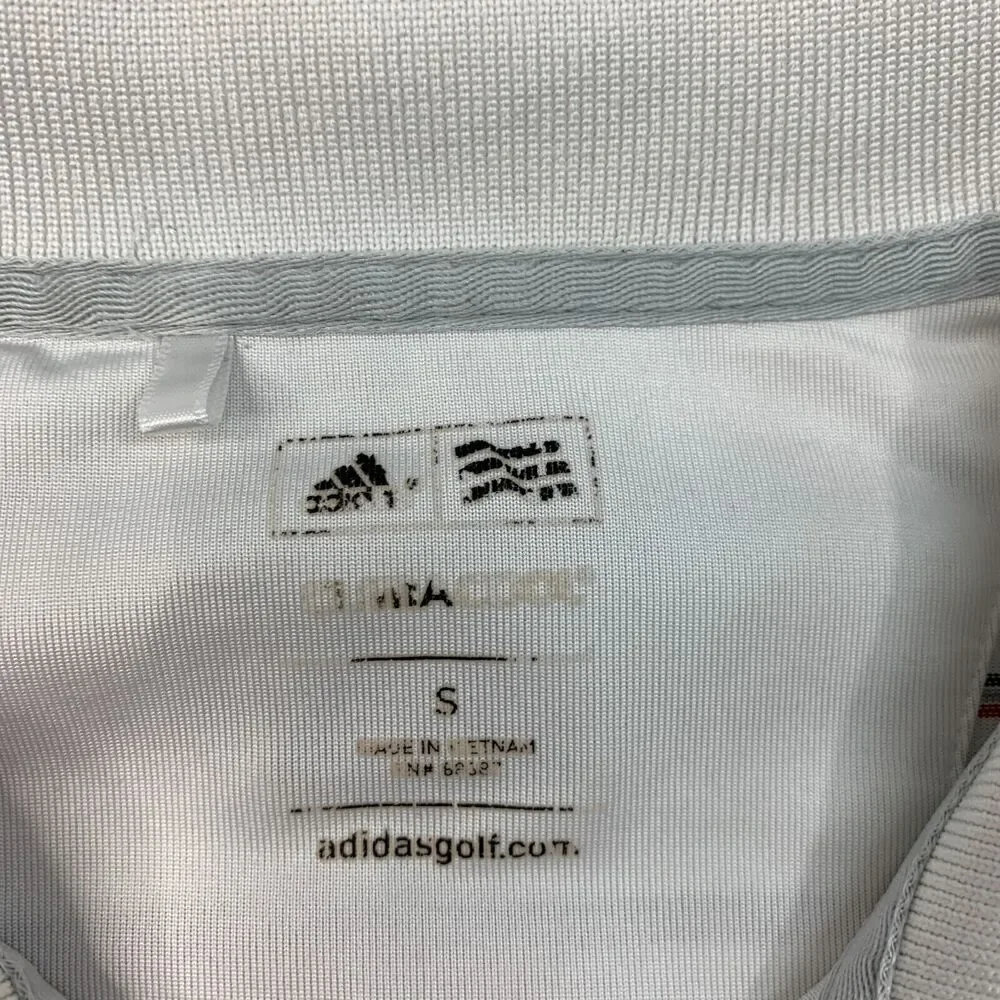 Adidas Golf Polo Shirt Mens S White Striped ClimaCool Lightweight Performance